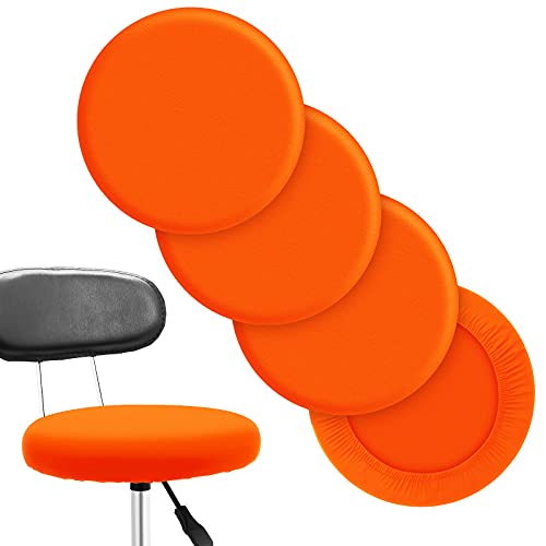 Tatuo Round Bar Stool Seat Covers Washable Stool Cushion Slipcover Elastic Bar Chair Covers for 14-17 Inch Chair (Orange, 4 Pieces) - color: Orange