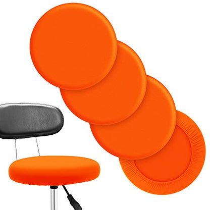Tatuo Round Bar Stool Seat Covers Washable Stool Cushion Slipcover Elastic Bar Chair Covers for 14-17 Inch Chair (Orange, 4 Pieces) - color: Orange