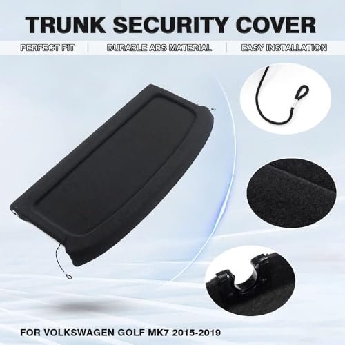 Powerty Cargo Cover for 2015-2019 VW Golf MK7 GTI Trunk Cover Trunk Shielding Shade Cargo Luggage Cover for Volkswagen Golf MK7 GTI Accessories(Can Withstand The Load) - size: 2015-2019 | VW Golf MK7 Gti