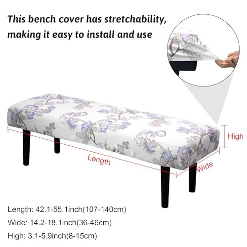 Stretch Bench Cover, Rectangular Washable Slipcover, Seat Cushion Protector for Dining Room, Living Room, Kitchen - color: Continuous Branching Pattern