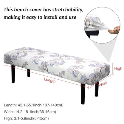 Stretch Bench Cover, Rectangular Washable Slipcover, Seat Cushion Protector for Dining Room, Living Room, Kitchen - color: Continuous Branching Pattern