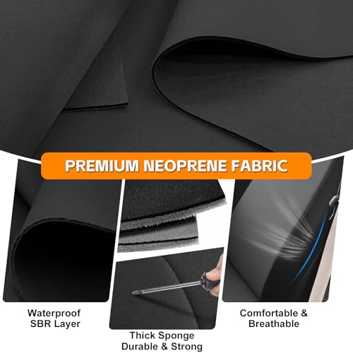 Seat Covers Compatible with 2000-2004 Toyota Tundra, Neoprene Front 40/60 Split Seat with Fold Down Console