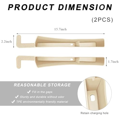 2PCS Car Seat Gap Filler Organizer, Multifunctional Seat Side Gap Filler with Phone Holder, Auto Crevice Blocker Between Seats for Prevent Essential Items from Falling (Beige) - color: Beige