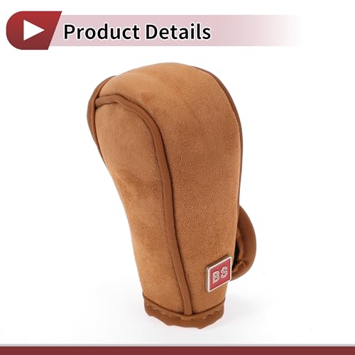 1 Pc Gear Shift Knob Cover Decoration Stick Shifting Handle Protector 12x4.5cm/4.72"x1.77" Brown Faux Leather