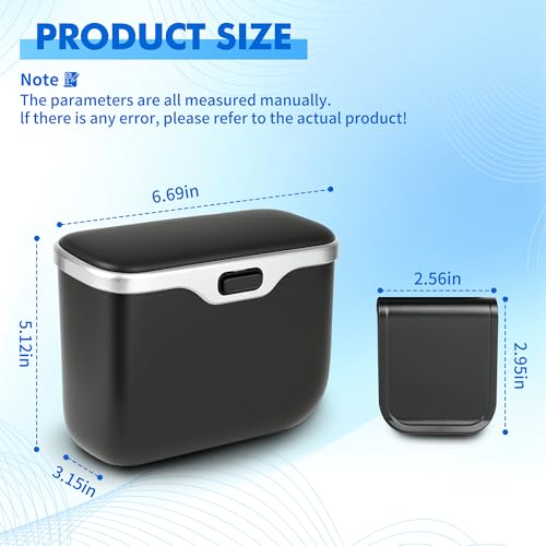 JEYODA - Automatic Push Button Car Trash Can with Secure Lid, Vehicle Garbage Bin (Black) - color: black