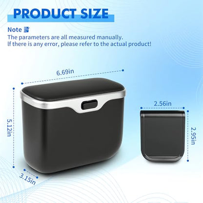 JEYODA - Automatic Push Button Car Trash Can with Secure Lid, Vehicle Garbage Bin (Black) - color: black