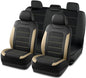 PIC AUTO Car Seat Covers, Premium Leather and Air Mesh Automotive Sports Seat Covers Full Set, Front and Rear Bench, Airbag Compatible Universal Fits Most Cars, SUVs, Trucks and Vans (Black & Beige) - color: Black & Beige, size: Full Set