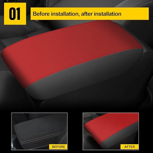 AOMSAZTO Armrest Covers for 2012-2015 Honda Civic Black with Red Leather - color: red