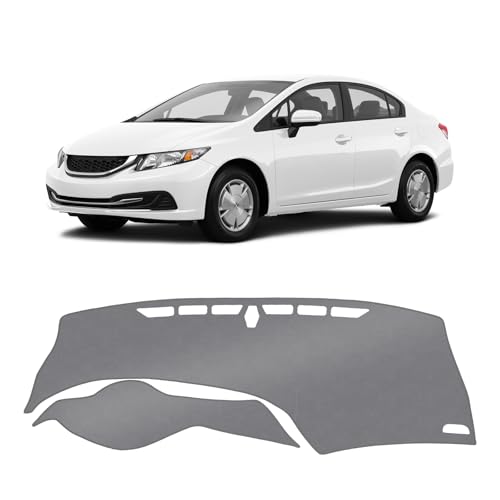 KUST Gray Dash Cover Compatible with Honda Civic 2012-2015 Dashboard Cover Accessories for Civic Non-Slip Polyester Dashboard Mat Custom Fit Center Console Sunshield Protector No Glare - size: Civic 12-15(Gray)