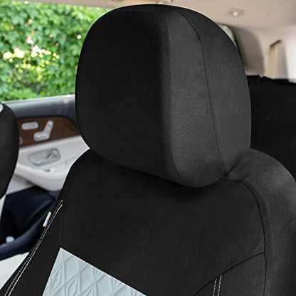 Universal Fit Diamond Stitched Flat Cloth Car Seat Covers Full Set - Gray - color: Gray