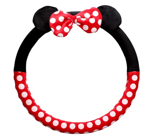 Cute Car Steering Wheel Cover, Universal Fit 15 Inch Soft Comfortable Plush Anti Slip & Odor Free Car Wheel Protector for Women Girls Red - color: Red