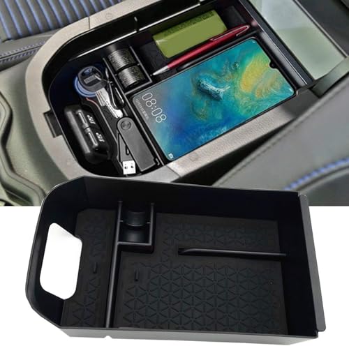 fit for Toyota RAV4 2019 2020 2021 2022 2023 2024 2025 and RAV4 Prime 2021-2025 Accessories Center Console Organizer Tray Armrest Box Secondary Storage - color: Black