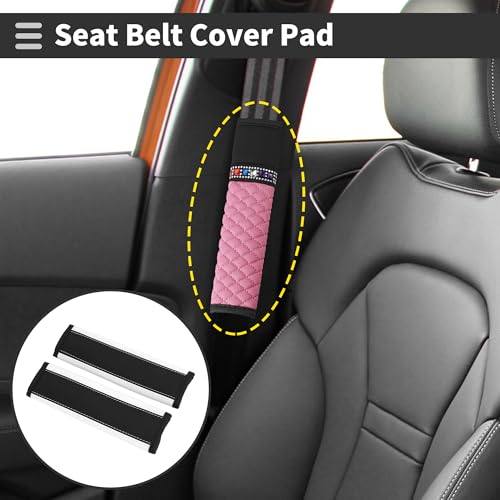 Black White Seat Belt Cover Pad Faux Leather 24cm Seatbelt Strap Cushion Shoulder Padding 2 Pcs - color: Black,White