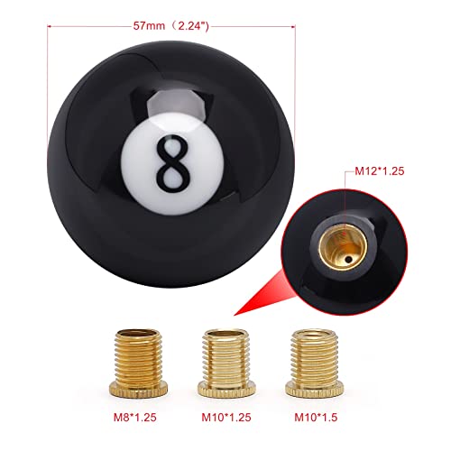 Shift Knob Manual Gear Round 8 Ball Shift Knob Universal 4 5 6 Speed with 3 Adapter Acrylic Gear, Fit for Manual Car (Black 8) - color: 8 Speed(Black)
