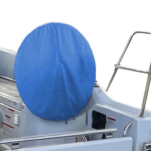 SavvyCraft Waterproof Boat Steering Wheel Covers, Heavy Duty Solution-Dyed 600D Fade-Resistant UV Protection Sailboat Yacht Marine Steering Wheel Protector Case, Vecro and Zipper Closure Blue 60" - color: Blue, size: 60" Wheel Diameter