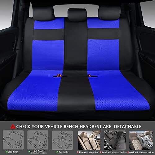 CAR PASS Leather 3D Foam Back Support Car Seat Covers Full Set Air Mesh Automotive Seat Covers, All Season Car Seat Cover Fit Automotive,SUV,Sedan,Van, Airbag Compatible Elegance(Black and Blue Royal) - color: Black and Blue