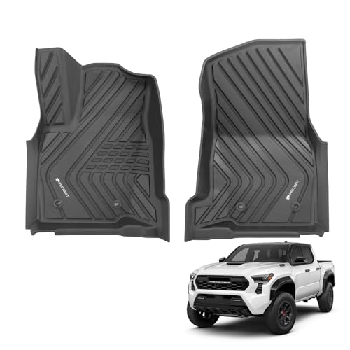 Floor Mat Custom Fit Tacoma Double Cab 2024 2025 2026, All Weather TPE Floor Mats for Toyota Tacoma Front Row, 2-pc Cargo Liner(Black) - color: Front Row Mats (Black)