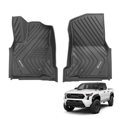 Floor Mat Custom Fit Tacoma Double Cab 2024 2025 2026, All Weather TPE Floor Mats for Toyota Tacoma Front Row, 2-pc Cargo Liner(Black) - color: Front Row Mats (Black)