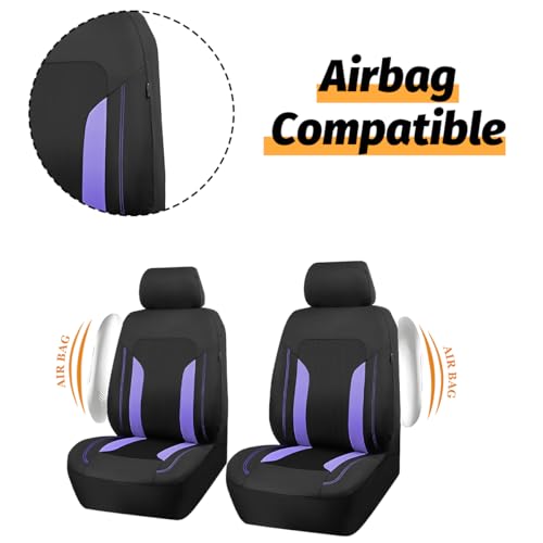 Car Front Seat Covers, Breathable Vehicle Seat Protectors with Mesh Construction and Foam Padding, Comfort Automotive Interior Chair Cover, Universal for SUV RV Truck (Purple)