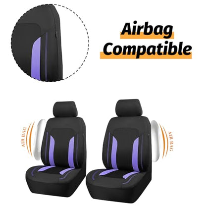 Car Front Seat Covers, Breathable Vehicle Seat Protectors with Mesh Construction and Foam Padding, Comfort Automotive Interior Chair Cover, Universal for SUV RV Truck (Purple)
