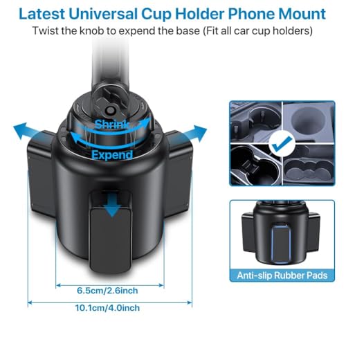Miracase Cup Phone Holder for Car, [Upgraded Version] Adjustable Long Neck Car Cup Holder Phone Mount Cradle Friendly Compatible with iPhone Samsung Google and All Smartphones, Silver - color: Silver