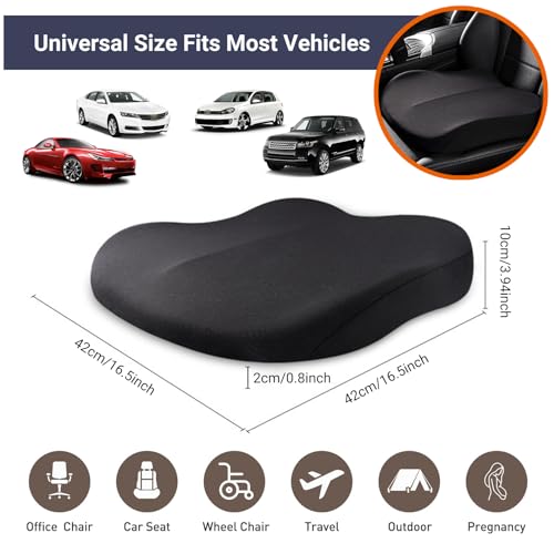 Car Seat Cushions for Driving, Comfort Memory Foam Wedge Driver Seat Cushion, Adult Booster Cushion, Adult Booster Seat for Car, Height 3.9 inch, for Car, Truck, Long Trips,Black
