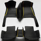 All-Weather car Floor Mats-Suitable for 98% of car Models Watherproof Leather car Floor mat (Black and Black with Yellow bar) - color: Black and Black with yellow bar