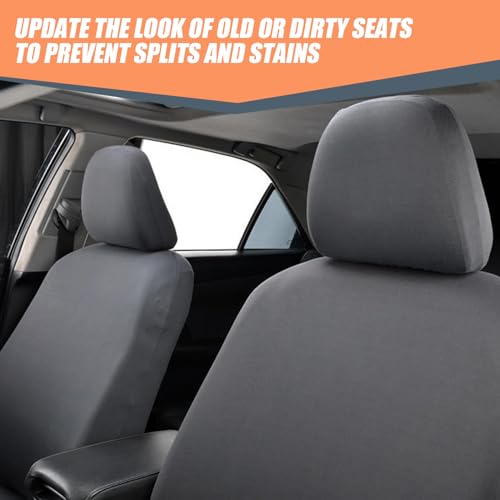 2 PCS Car Seat Headrest Cover, 9" x 10.6" Knitted Stretch Breathable Fully Surrounded Simple Dust Cover, Reusable Flexible Headrest Protector, Universal for Most Cars (Dark Gray) - color: Dark Gray