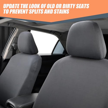 2 PCS Car Seat Headrest Cover, 9" x 10.6" Knitted Stretch Breathable Fully Surrounded Simple Dust Cover, Reusable Flexible Headrest Protector, Universal for Most Cars (Dark Gray) - color: Dark Gray