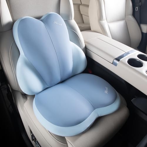 Car Seat Cushion and Back Support for Car Ultrathick Memory Foam Office Chair Cushions with Lumbar Support Pillow for Sciatica & Back & Tailbone Pain Relief (Blue) - color: Blue, size: Cushion+lumbar