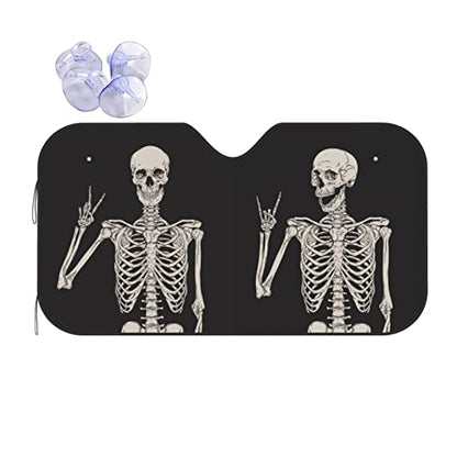 Halloween Skeleton Funny Skull Windshield Sun Shade Front Protector Folding Car Sun Visor Blocks Uv Rays Keeps Your Vehicle Cool - color: Halloween Skeleton Funny Skull