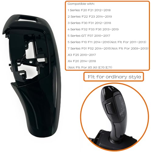 for BMW 1 2 3 4 5 6 7 Series X3 X4 Automotive Center Gear Shift Knob Shift Lever Trim Cover Auto Interior Shift Knobs Cover F30 F10 F02 F25 F26 (Ordinay Style, Black)