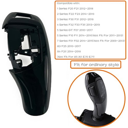 for BMW 1 2 3 4 5 6 7 Series X3 X4 Automotive Center Gear Shift Knob Shift Lever Trim Cover Auto Interior Shift Knobs Cover F30 F10 F02 F25 F26 (Ordinay Style, Black)