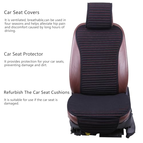 Suninbox Car Seat Covers,Cloth Car Seat Cover,Buckwheat Hull Cooling Car Seat Covers,Universal Car Seat Protector, Breathable Comfortable Ventilated Front Seat Only,Black - color: Black Front Seat
