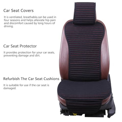 Suninbox Car Seat Covers,Cloth Car Seat Cover,Buckwheat Hull Cooling Car Seat Covers,Universal Car Seat Protector, Breathable Comfortable Ventilated Front Seat Only,Black - color: Black Front Seat