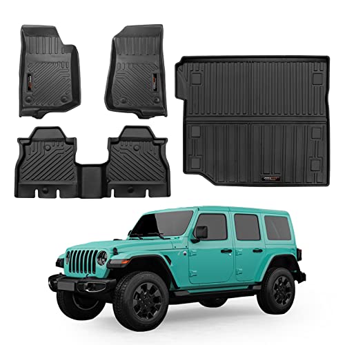 Custom Fit Floor Mats & Cargo Liner Compatible for 2018-2025 2026 Jeep Wrangler JL 4 Door Accessories All Weather TPE Rubber Black (Not Fit JK or 4XE) - color: for 2018-2026 Jeep Wrangler JL 4 Door