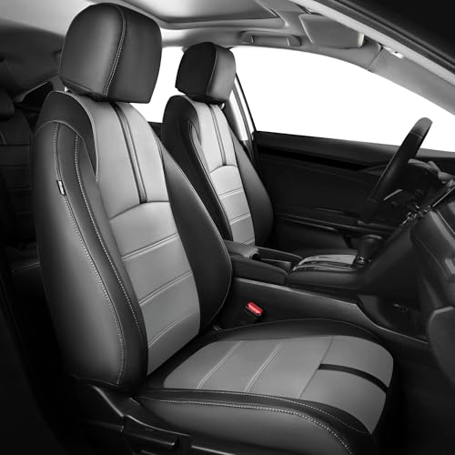 Seat Covers for Honda Civic Hatchback Sport, LX 2022-2026 & Hybrid Sport 2025-2026, Faux Leather Car Seats Cover Full Set Waterproof (60/40 Split Seatback-No Rear Armrest) Grey - color: Black Grey, size: Hatchback 2022-2026 (60/40 Split - No Armrest)