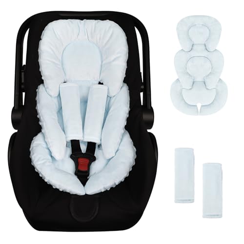 GFU Infant Car Seat Insert Head and Body Support, Reversible Newborn Insert for Carseat with Strap Pads, Soft Stroller Cushion Pillow Insert for Boys and Girls, Fits for Stroller, Swing, Lightblue - color: Lightblue