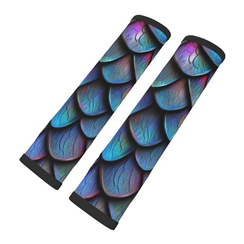Seat Belt Cover Pads Iridescent Dragon Scales Car Seat Belt Covers for Women Men Adults Kids Soft Comfortable Auto Seatbelt Cushion Shoulder Strap Pad Handle Wraps, 1 Pair - color: Iridescent Dragon Scales