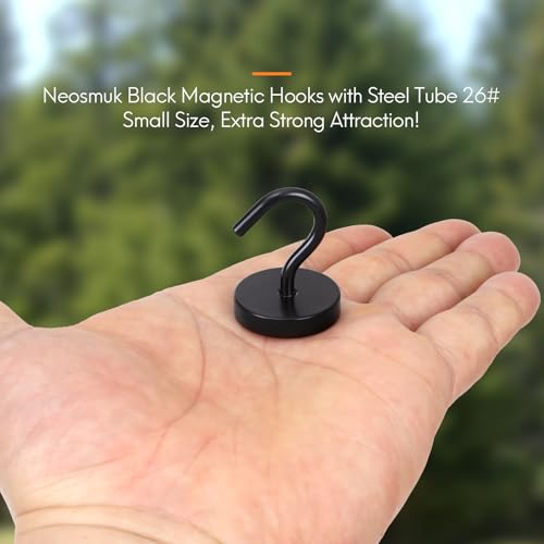 Neosmuk Magnetic Hooks Large Opening, Cruise Ship Essentials, 80lb+ Heavy Duty Magnetic Hooks for Cruise Cabins, Refrigerator, Grill, Hanging, and Travel | Extra Strong Must-Haves Magnet Hook,Black - color: Black