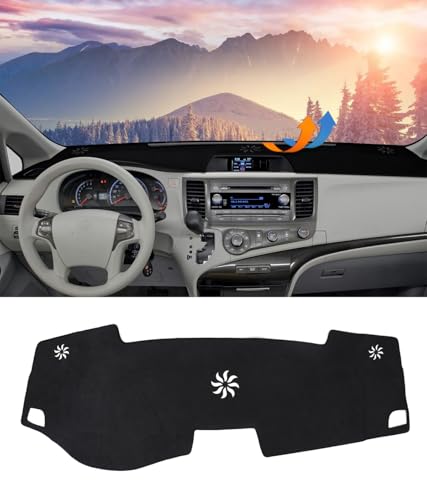 BIBLOZ Dash Cover for Toyota Sienna 2011-2014 Accessories Black Flannel Dashboard Cover Mat Car Dashboard UV Sun Protection - size: 2011-2014 Sienna