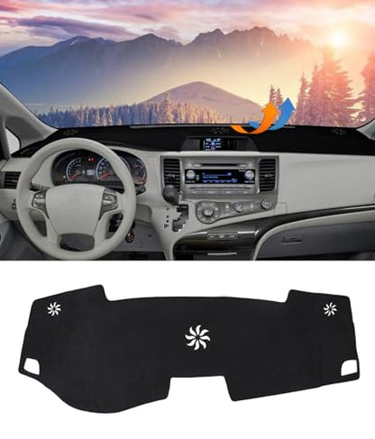 BIBLOZ Dash Cover for Toyota Sienna 2011-2014 Accessories Black Flannel Dashboard Cover Mat Car Dashboard UV Sun Protection - size: 2011-2014 Sienna
