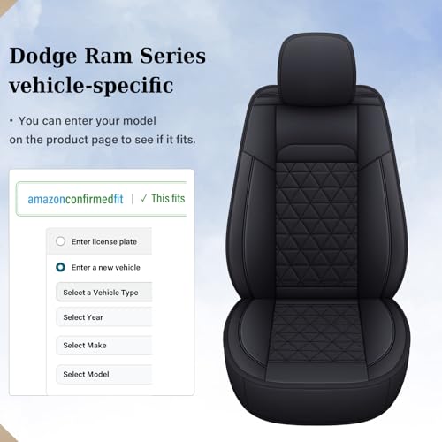 Coverado Ram Seat Covers Full Set, Waterproof Ram 1500 Seat Cover Compatible with 2002-2026 Dodge RAM 1500 2500 3500 Crew Quad Cab with Curved Bench, Black - color: Black (curved back), size: FullSet (Curved Back)