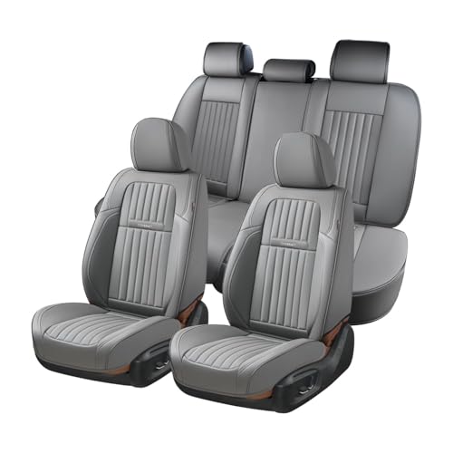 Coverado Car Seat Covers Full Set, Seat Covers for Cars,Gray Car Seat Cover, Waterproof Car Seat Protector, 5 Pieces Nappa Car Seat Cushion, Car Seat Covers Front Seats and Back Fit for Most Cars - color: Gray-8868, size: FullSet