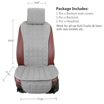 Suninbox Car Seat Covers Front Seat Only,Cloth Car Seat Covers,Linen Car Seat Protector Universal Fits Most Automotive,Vans,SUVs,Trucks Gray - color: A Gray Backrest