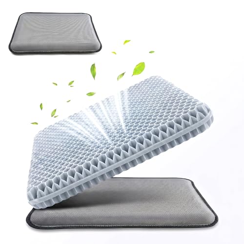 Gel Seat Cushion for Long Sitting, Cooling Seat Cushion, Breathable Honeycomb Design Absorbs Pressure Points Chair Pad for Office Chair, Wheelchair, Car & Truck (1)