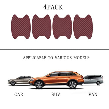 4PCS Car Handle Cup Stickers, Carbon Fiber Scratch Auto Door Protective Film, Non-Marking Bowl Protector, Universal Paint Cover Guard for Most Cars, SUV (Wine Red/4PCS) - color: Wine Red/4PCS