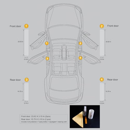 Car Door Sill Protector, 4 Pcs Clear PPF Paint Protection Film Kit, Universal Door Entry Edge Guard & Scuff Plate Protector, Invisible Anti-Scratch Door Step Wrap for Cars, SUV, Trucks - size: Front:23.62"L×3.15"W×2PCS+Rear:15.75"L×3.15"W×2PCS