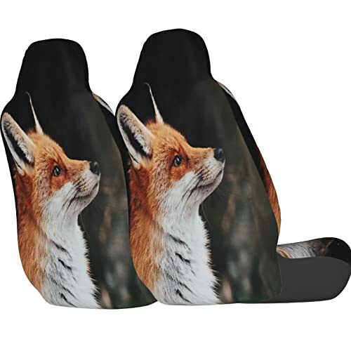 Dujiea Red Fox Car Front Seat Covers 2 Pcs Universal Auto Seat Covers Front Seats Only, Vehicle Bucket Seat Protectors Fit for Most Car SUV Sedan and Truck - color: Red Fox