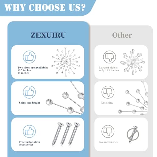 ZEXUIRU 3 Set Silver Starburst Wall Art for Home Decor Metal Bling Crystal Rhinestones Sunburst Wall Decor Sparkling Rhinestone Art Accent Silver - 13in